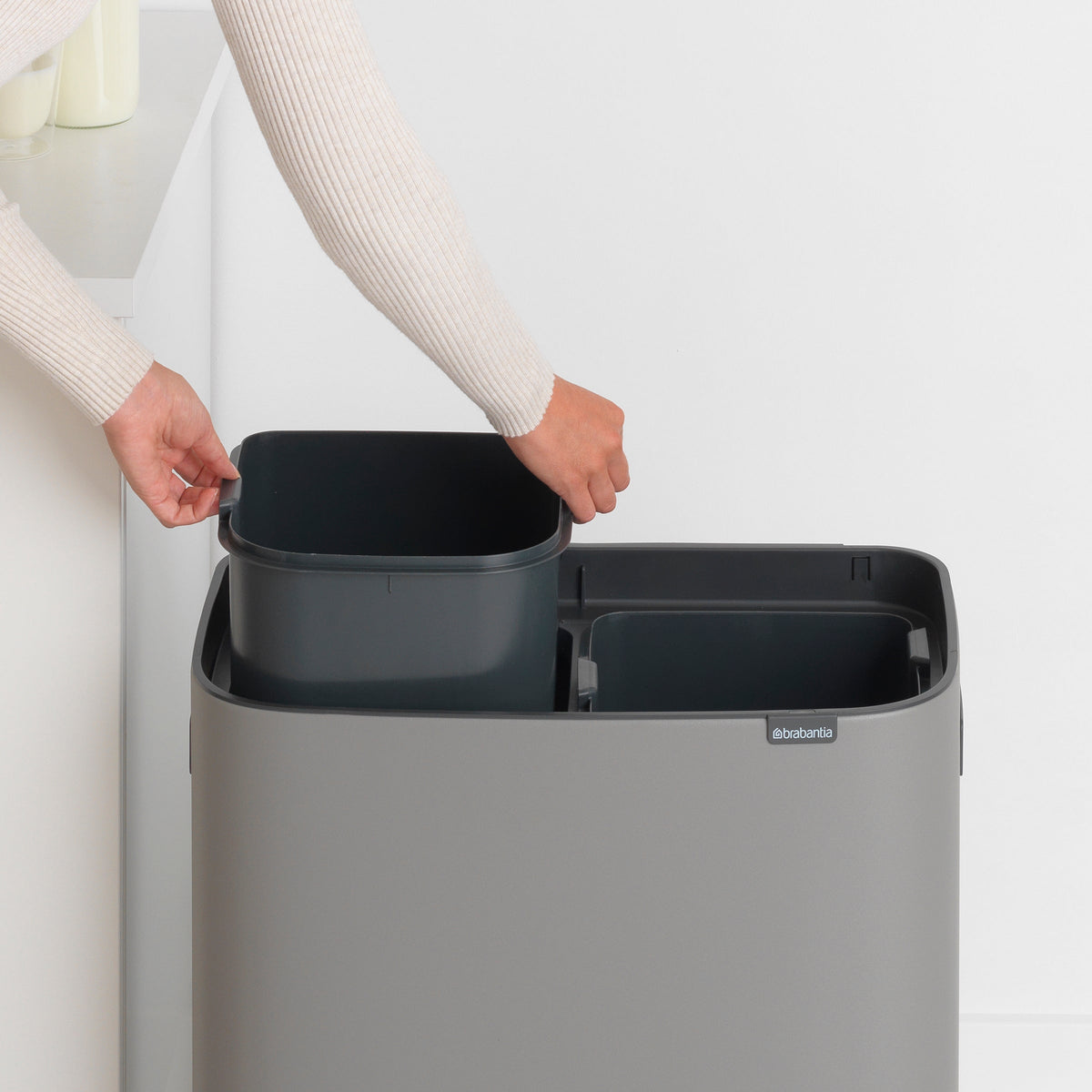 Brabantia Kitchen Pedal Bin 2 x 30L | Mineral Concrete Grey