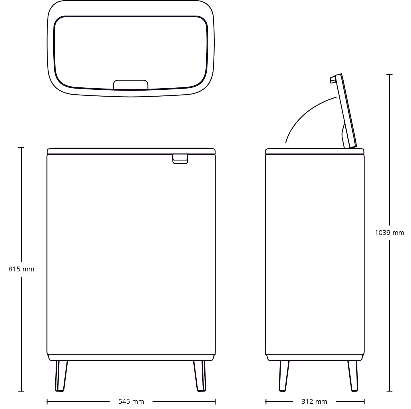 Brabantia Kitchen Touch Bin HI 60L | White