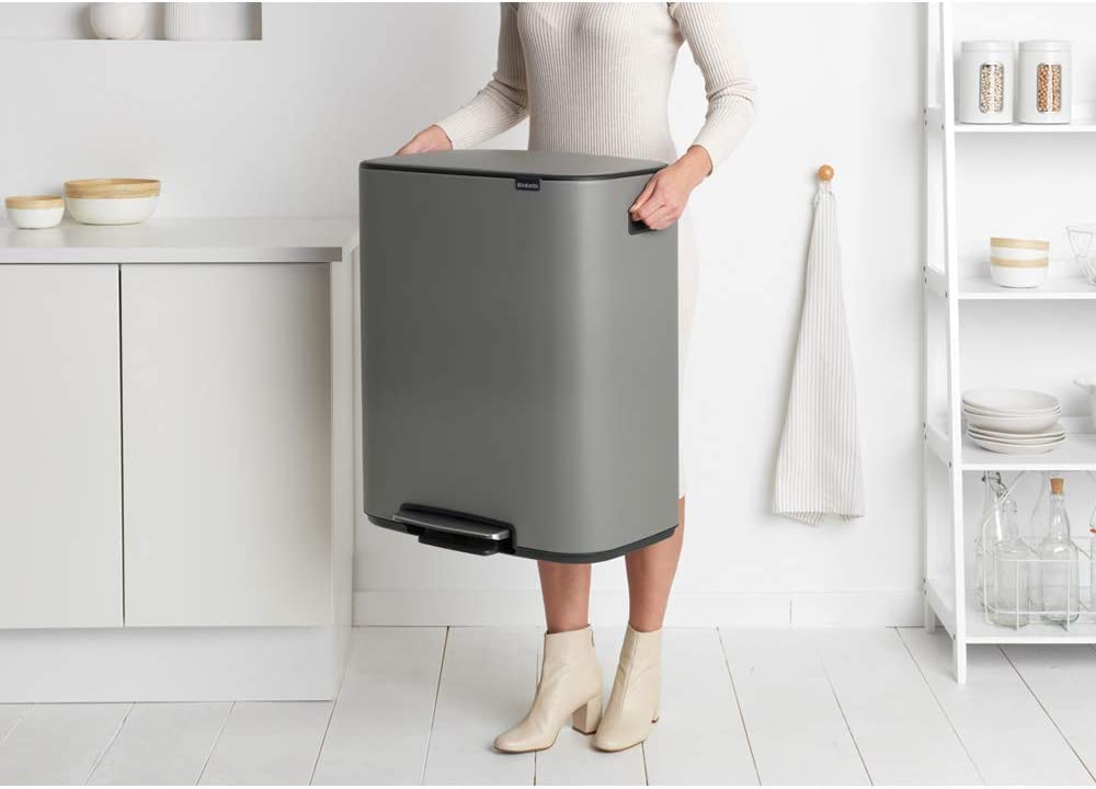 Brabantia Kitchen Pedal Bin 2 x 30L | Mineral Concrete Grey