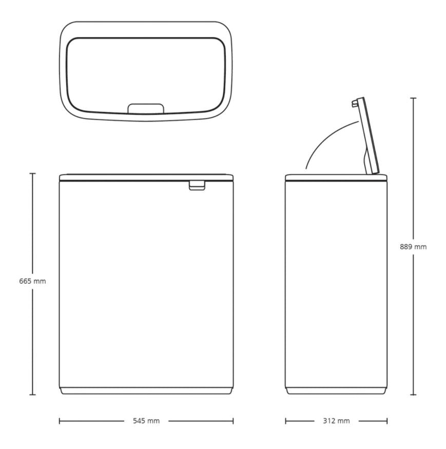 Brabantia Kitchen Touch Bin 2 x 30L | Black