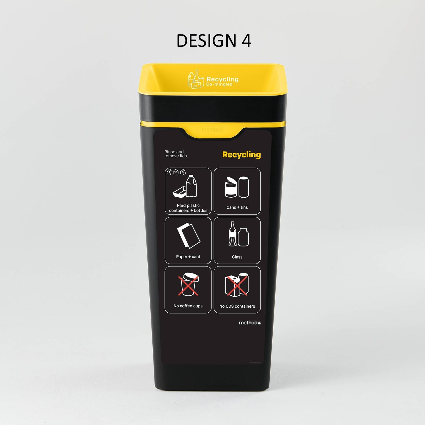 Bin Label - Yellow Co-Mingled Recycling (for 60L Method bin)