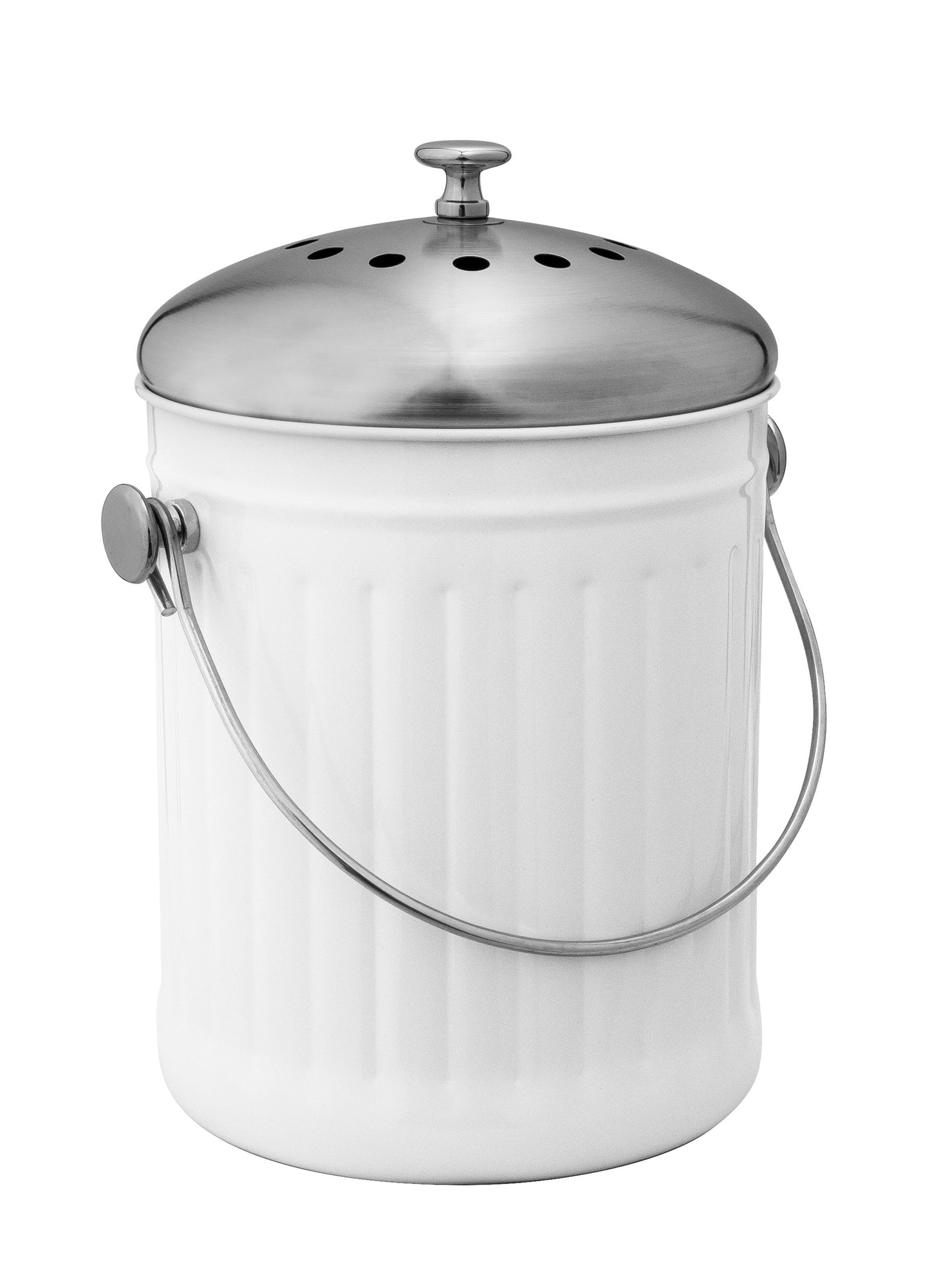 Stainless Steel Compost Caddy Bin 5L | White