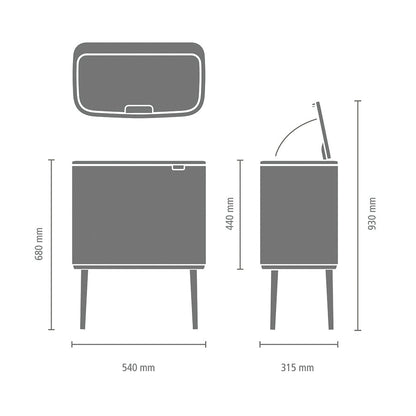 Brabantia Kitchen Touch Bin HI 11/23L | Fingerprint Proof Matt Steel