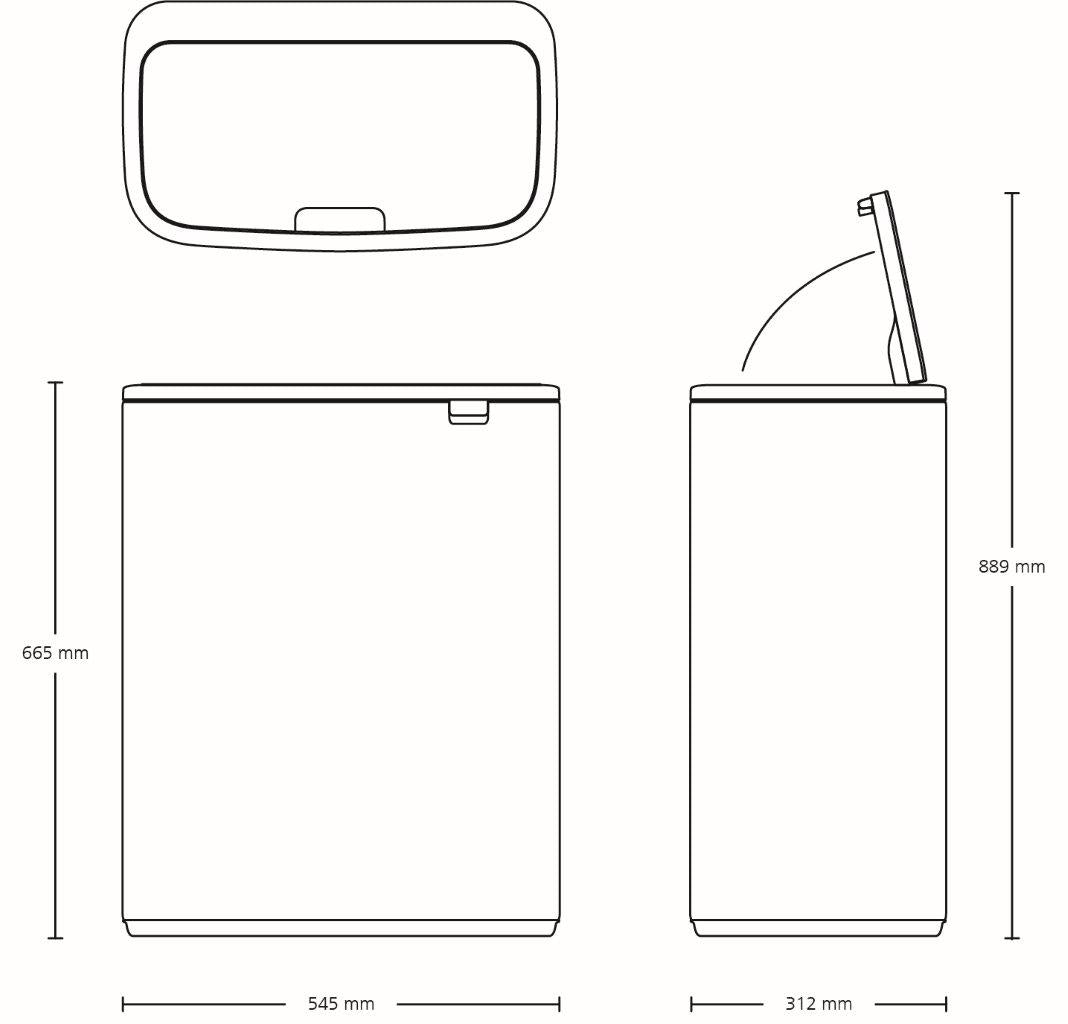 Brabantia Kitchen Touch Bin 2 x 30L | Fingerprint Proof Matt Steel