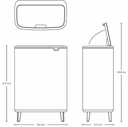 Brabantia Kitchen Touch Bin HI 2 x 30L | Matt Black