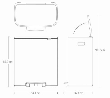 Brabantia Kitchen Pedal Bin 60L | Matt Black