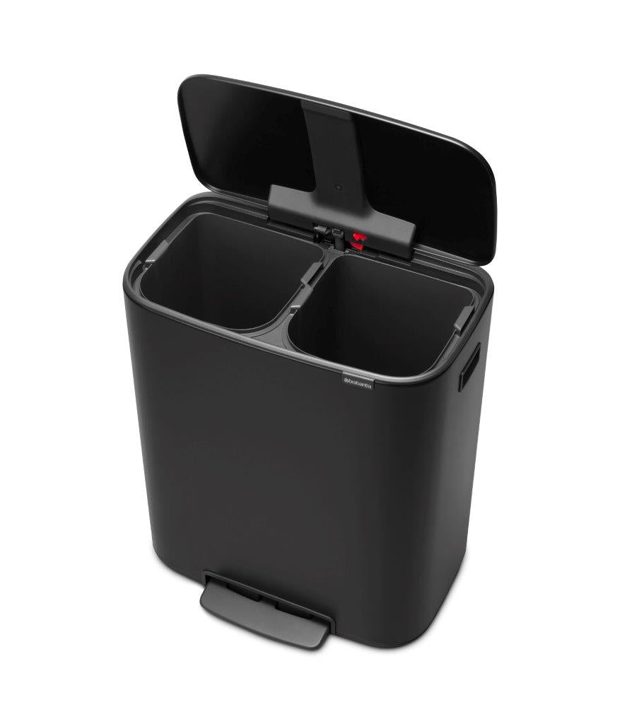 Brabantia Kitchen Pedal Bin 2 x 30L | Matt Black