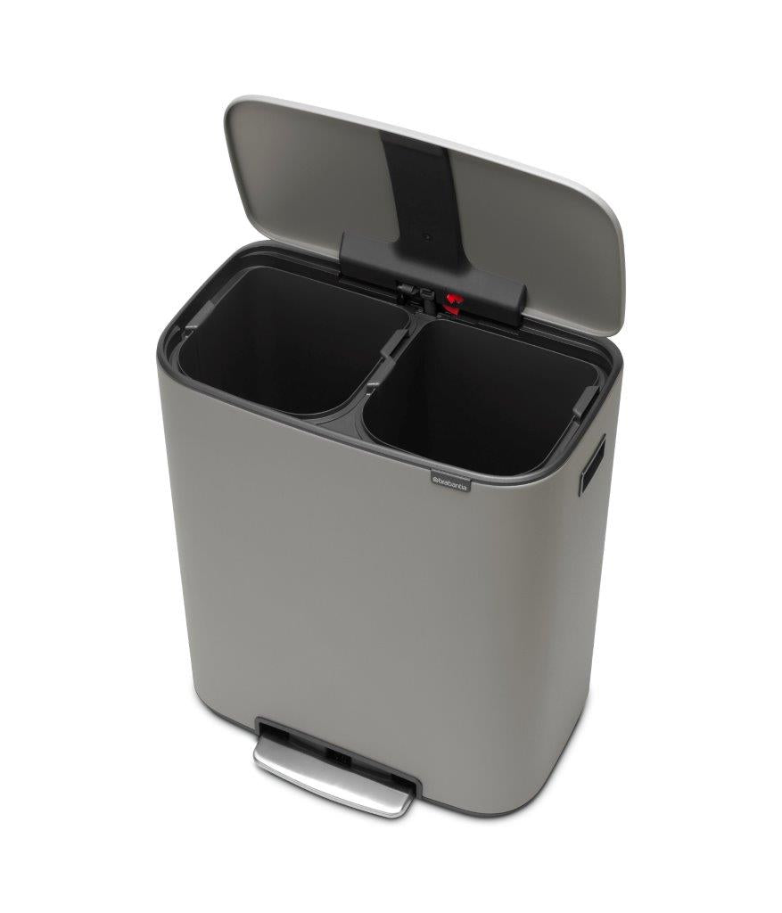 Brabantia Kitchen Pedal Bin 2 x 30L | Mineral Concrete Grey