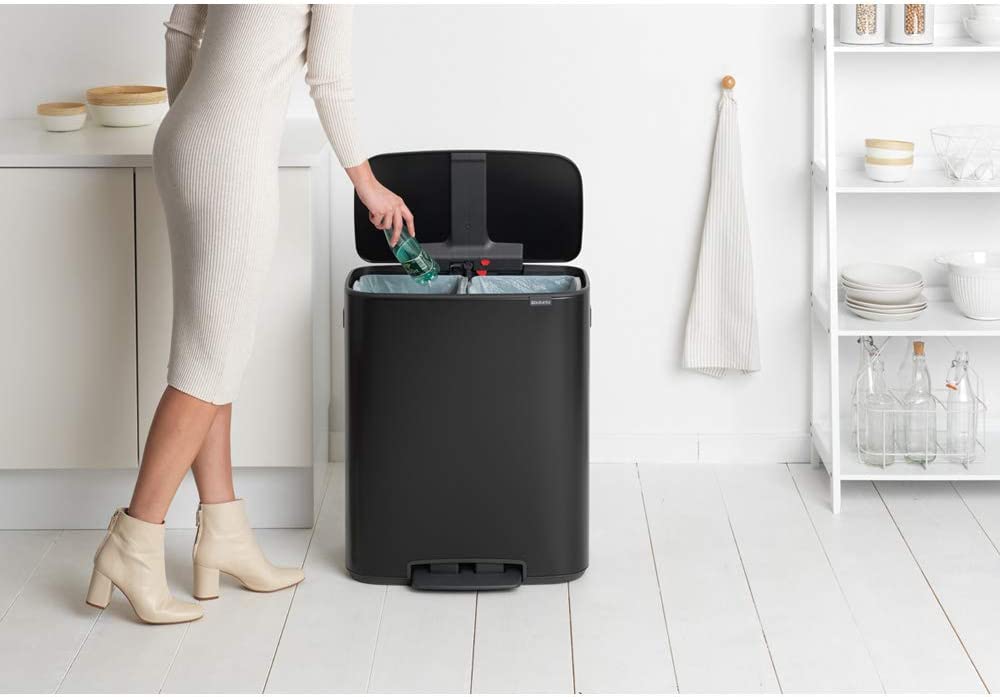 Brabantia Kitchen Pedal Bin 2 x 30L | Matt Black
