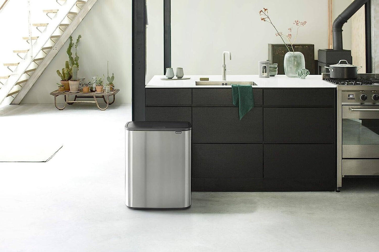 Brabantia Kitchen Touch Bin 2 x 30L | Fingerprint Proof Matt Steel