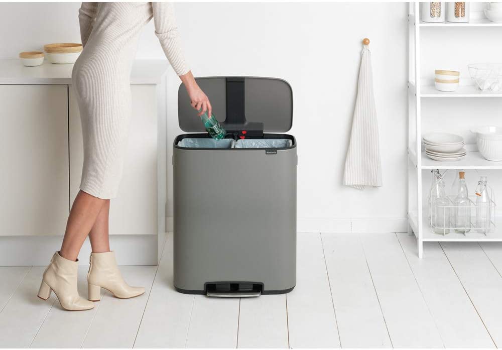 Brabantia Kitchen Pedal Bin 2 x 30L | Mineral Concrete Grey