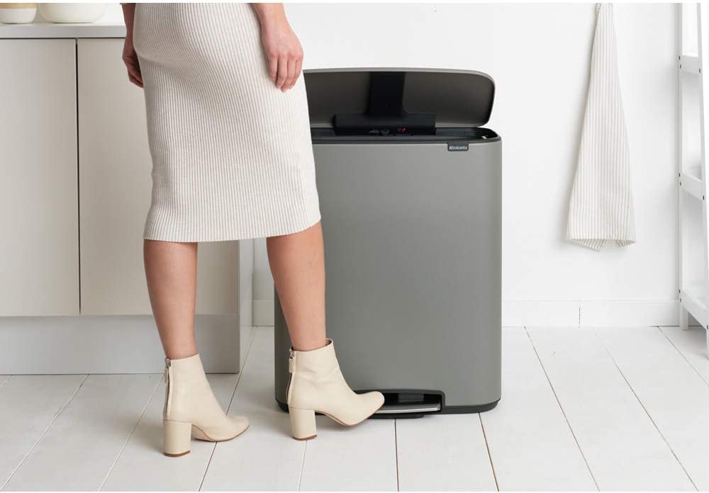 Brabantia Kitchen Pedal Bin 2 x 30L | Mineral Concrete Grey