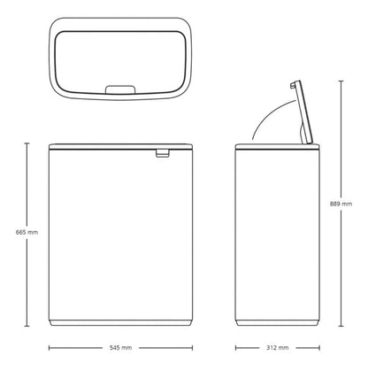 Brabantia Kitchen Touch Bin 2 x 30L | Black