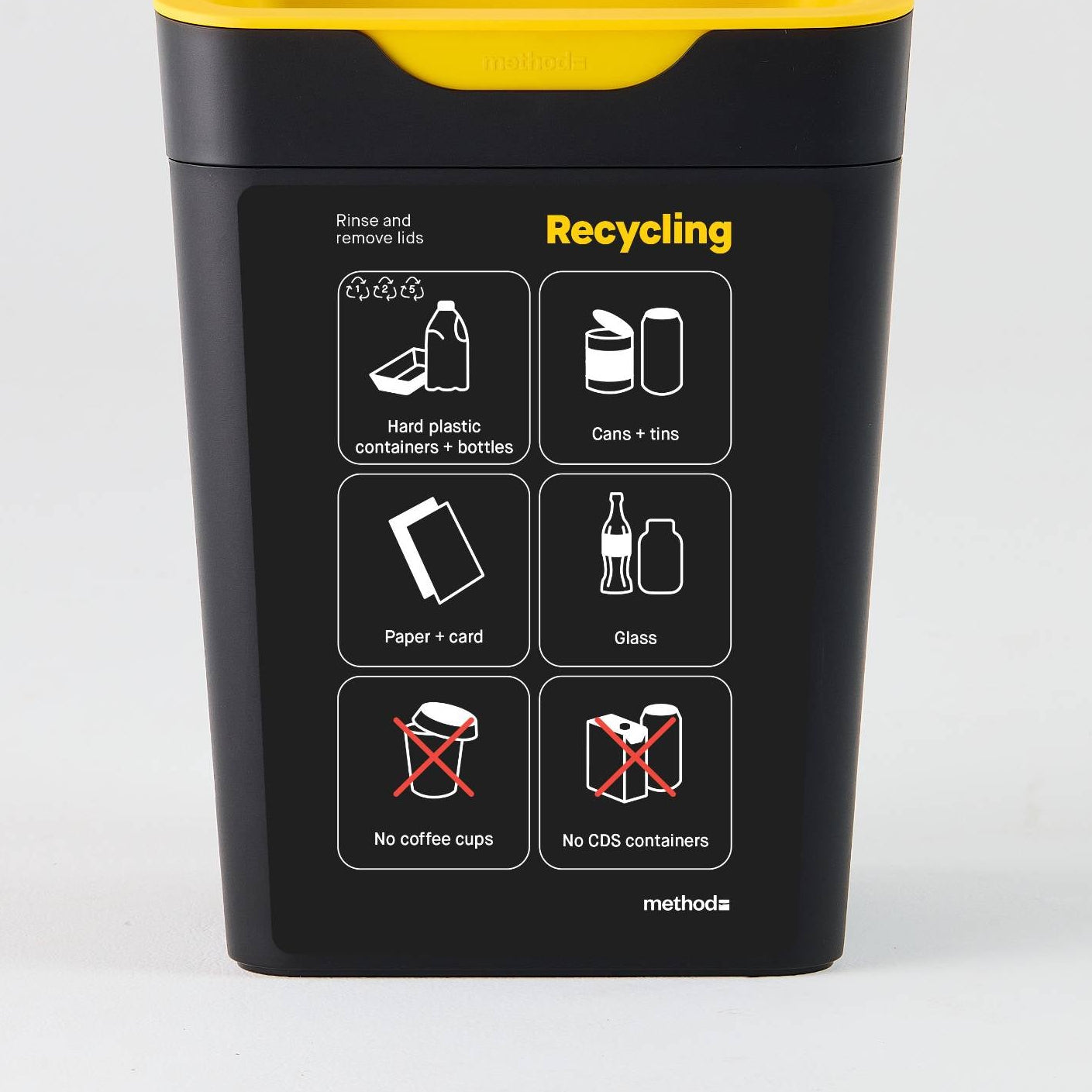 Bin Label - Yellow Co-Mingled Recycling (for 20L Method bin)