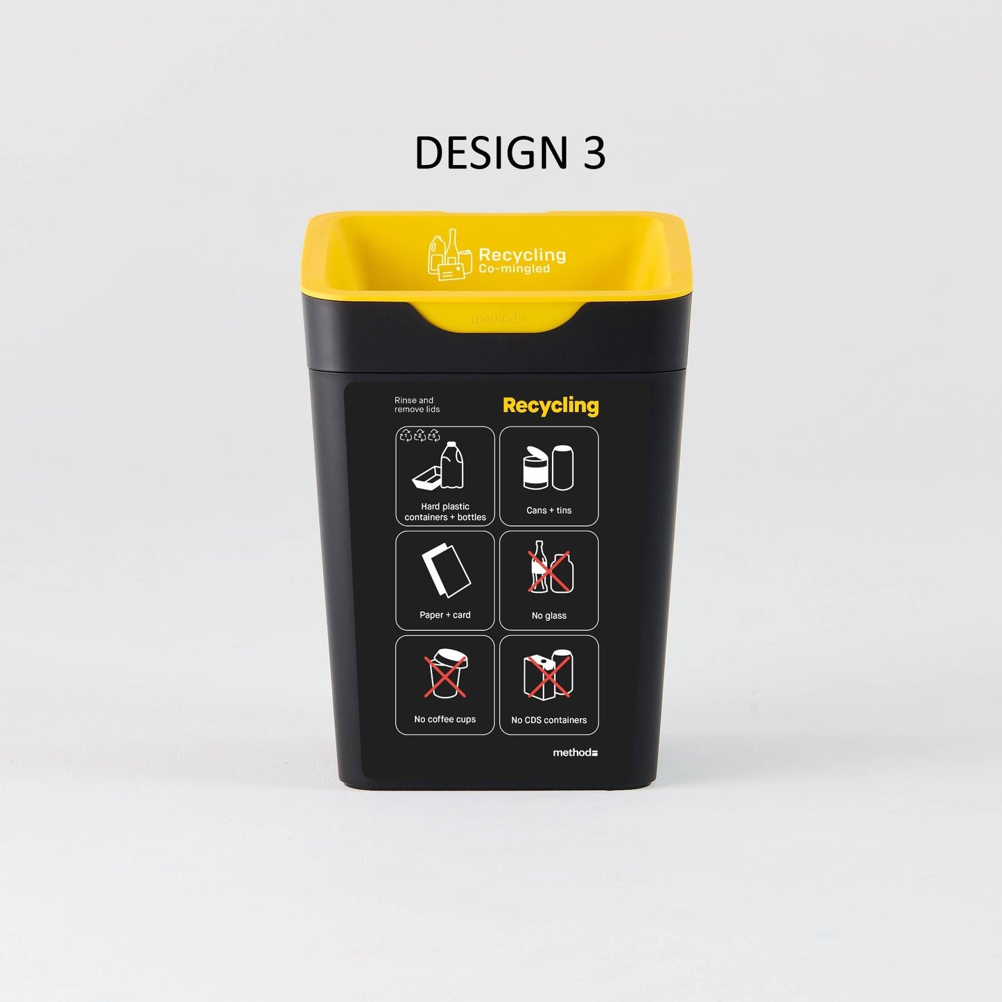 Bin Label - Yellow Co-Mingled Recycling (for 20L Method bin)