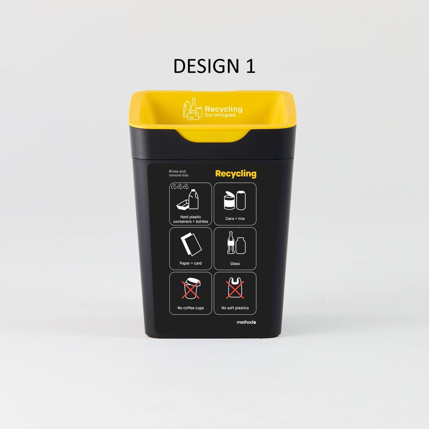 Bin Label - Yellow Co-Mingled Recycling (for 20L Method bin)