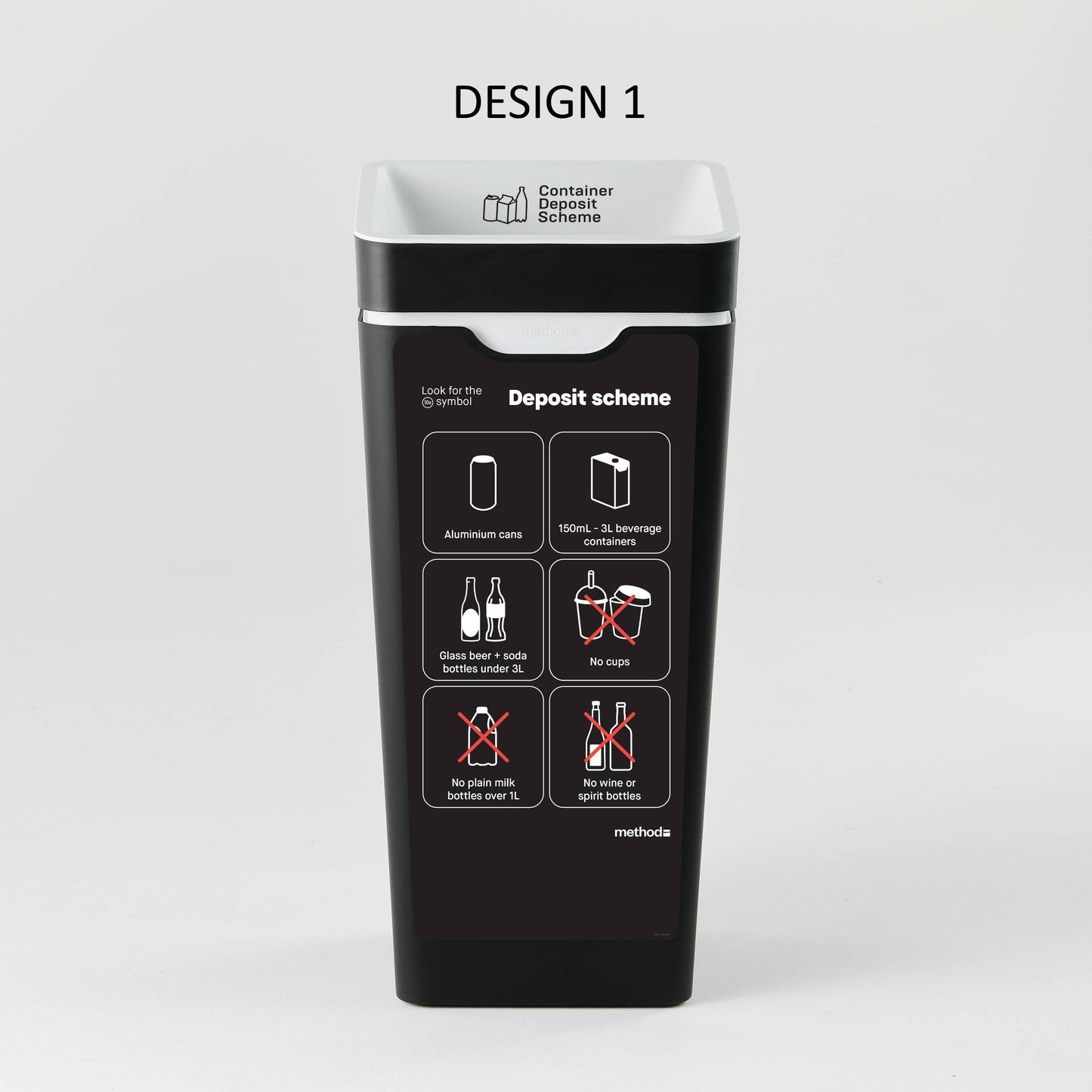 Bin Label - White 'Container Deposit Scheme' (for 60L Method bin)