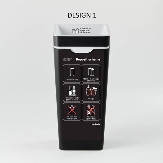 Bin Label - White 'Container Deposit Scheme' (for 60L Method bin)
