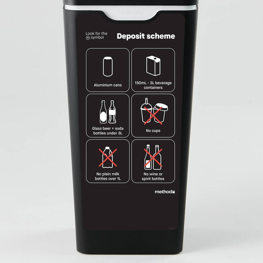 Bin Label - White 'Container Deposit Scheme' (for 60L Method bin)