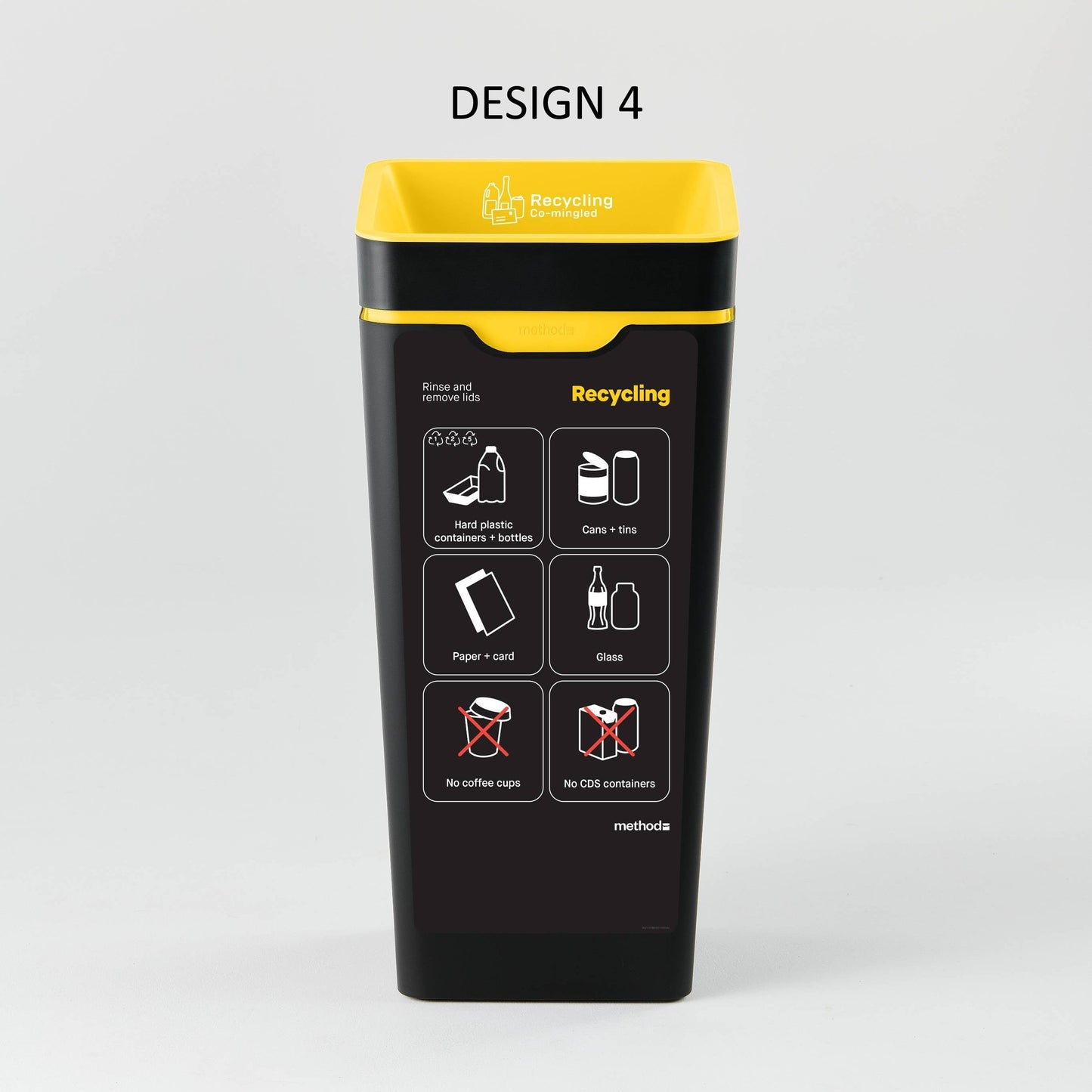 Bin Label - Yellow Mixed Recycling (for 60L Method bin)