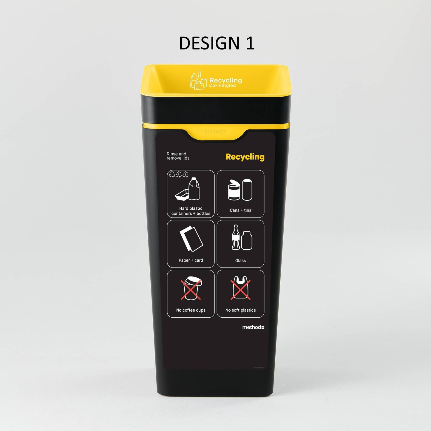 Bin Label - Yellow Co-Mingled Recycling (for 60L Method bin)
