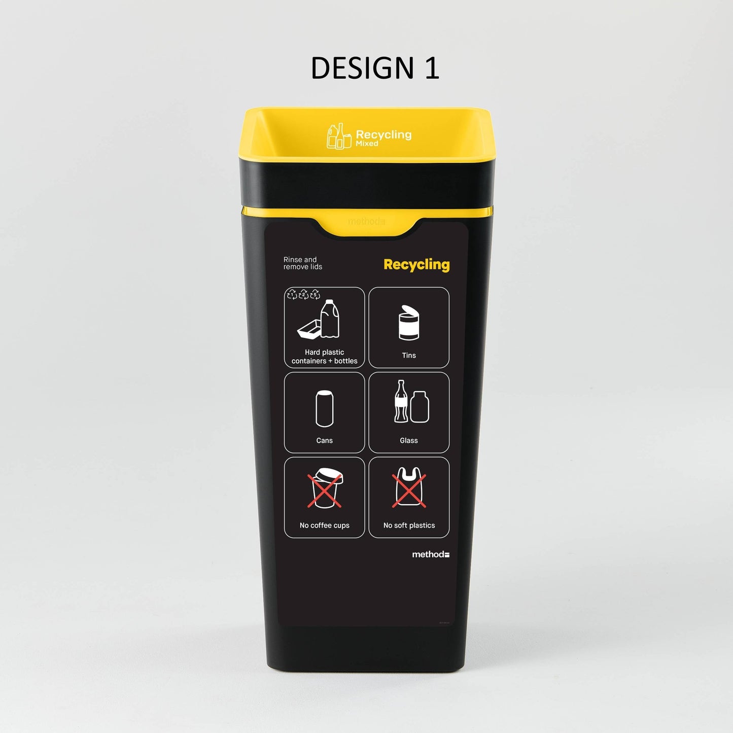 Bin Label - Yellow Mixed Recycling (for 60L Method bin)