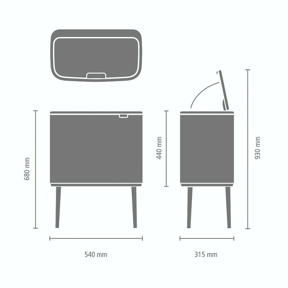 Brabantia Kitchen Touch Bin HI 36L | Matte Black