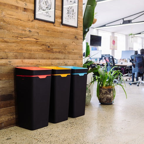 Method Office Recycling Bin Touch Lid 60L | Yellow Co-mingled Recycling