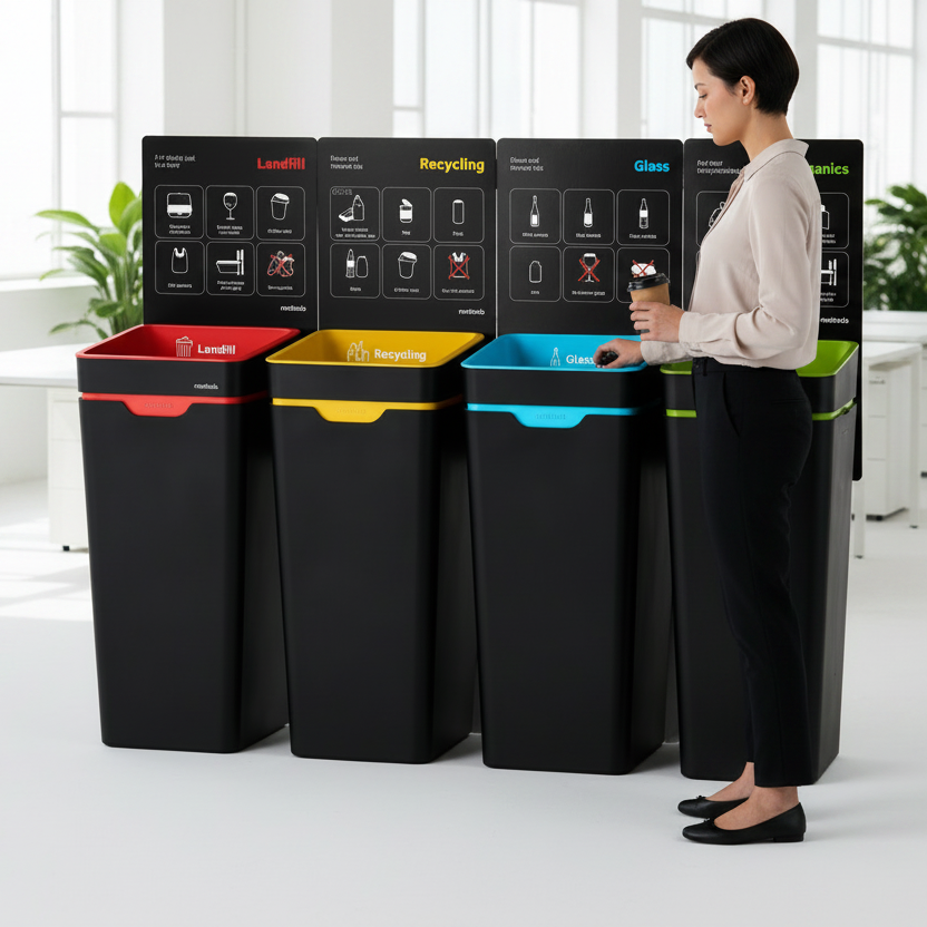 Vertical Sign - Yellow Co-Mingled Recycling (for 60L Method bin)