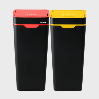 Method Recycling 2-Bin Touch Lid Station 60L | Red Landfill & Yellow Mixed Recycling