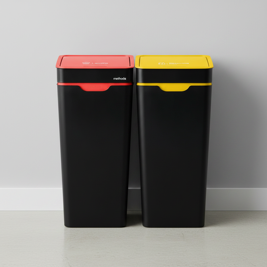 Method Recycling 2-Bin Touch Lid Station 60L | Red Landfill & Yellow Mixed Recycling