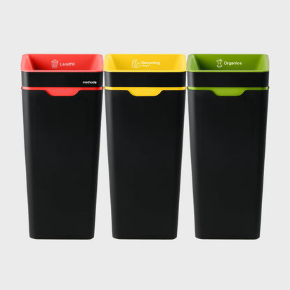 Method Recycling 3-Bin Open Lid Station 60L | Red, Yellow & Green