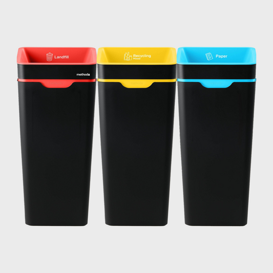 Method Recycling 3-Bin Open Lid Station 60L | Red, Yellow & Blue