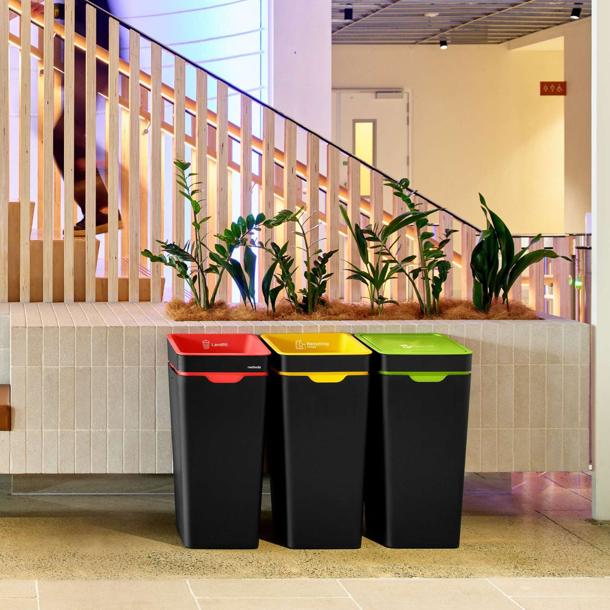 Method Office Recycling Bin Open Lid 60L | Red Landfill