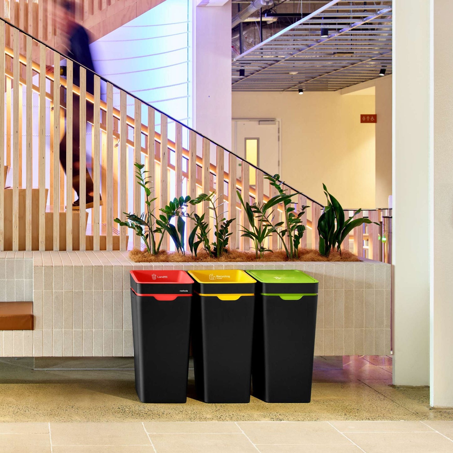 Method Office Recycling Bin Open Lid 60L | Red Landfill