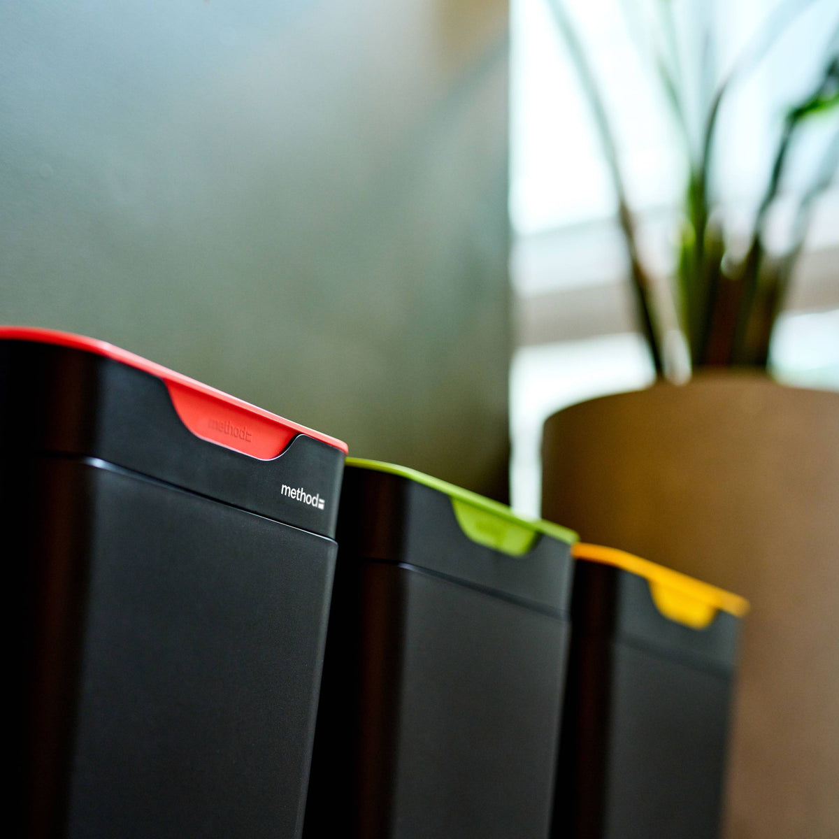 Method Recycling 3-Bin Open Lid Station 60L | Red, Yellow & Green