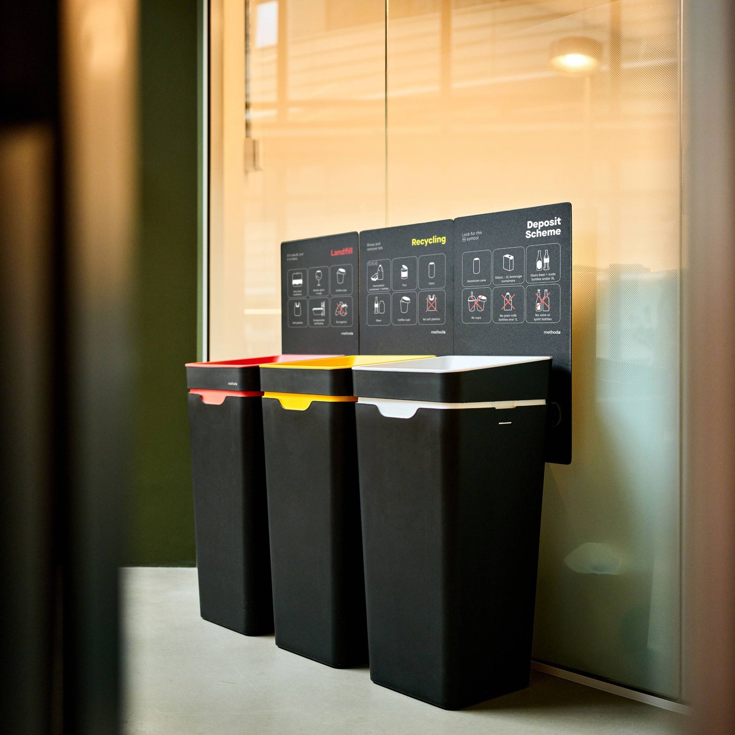 Method Office Recycling Bin Open Lid 60L | White Container Deposit Scheme