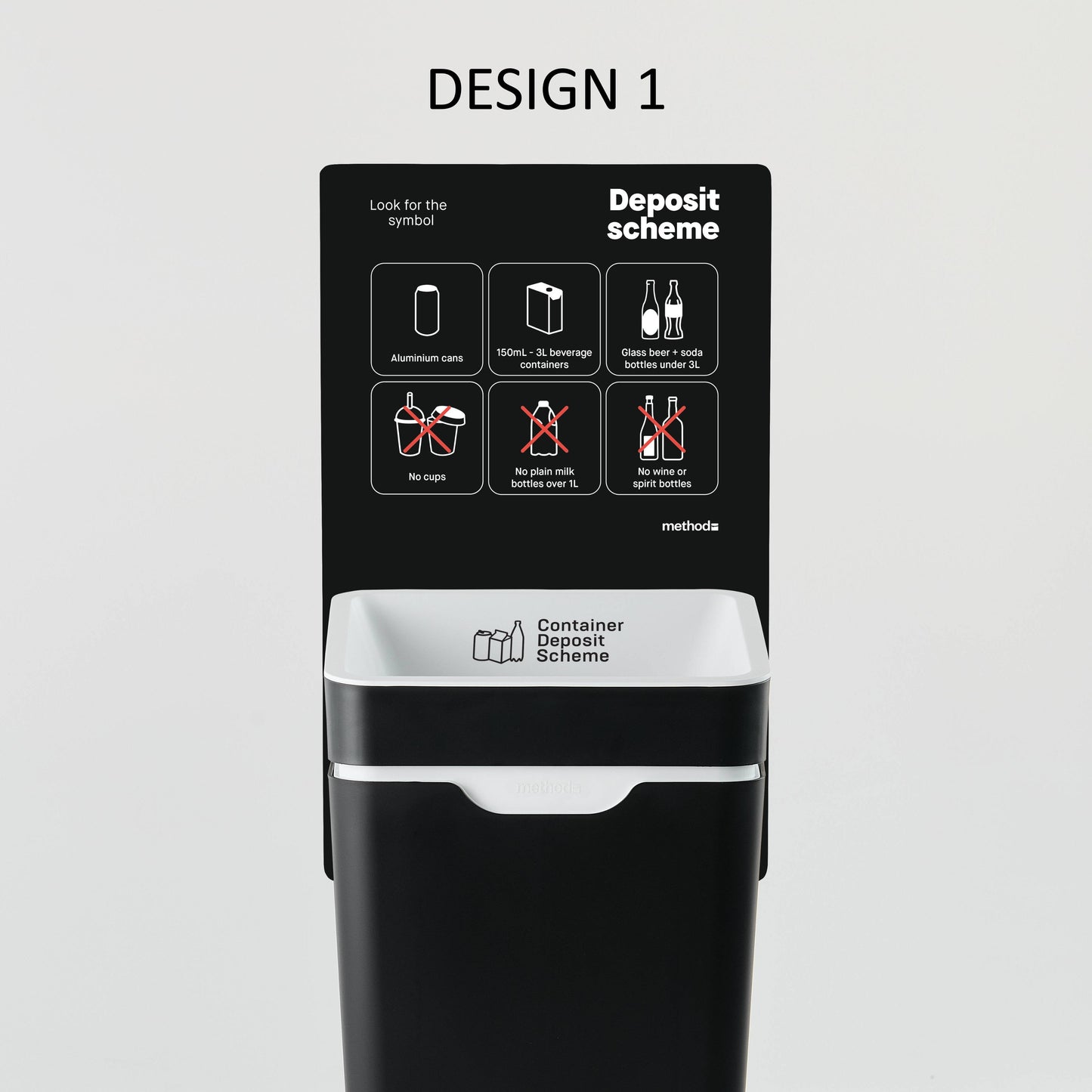 Vertical Sign - White Container Deposit Scheme (for 60L Method bin)