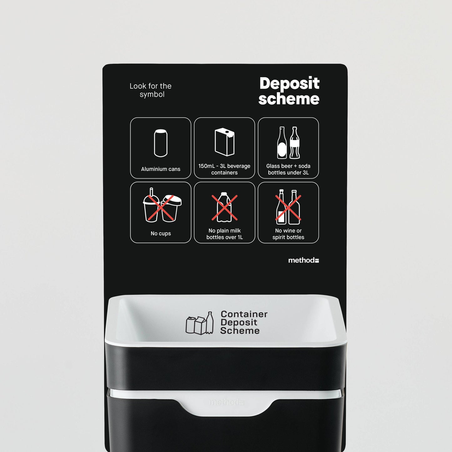 Vertical Sign - White Container Deposit Scheme (for 60L Method bin)