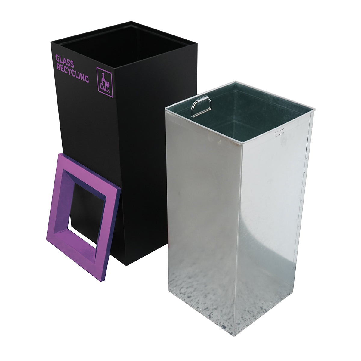 Richmond Recycling Bin Open Lid 52L | Purple Glass