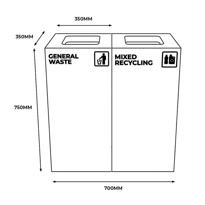 Richmond 2-Station Waste Recycling Bin Kit (2 x 52L) | Red & Yellow