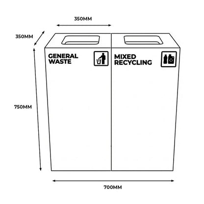 Richmond 2-Station Waste Recycling Bin Kit (2 x 52L) | Red & Yellow