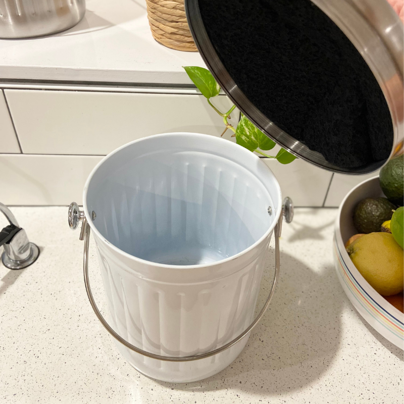 Stainless Steel Compost Caddy Bin 5L | White