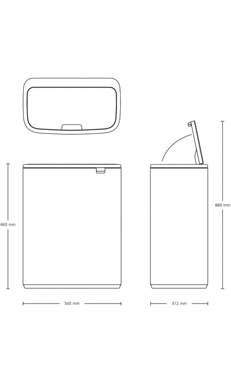 Brabantia Kitchen Touch Bin 60L | Matt Black