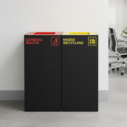 Richmond 2-Station Waste Recycling Bin Kit (2 x 52L) | Red & Yellow